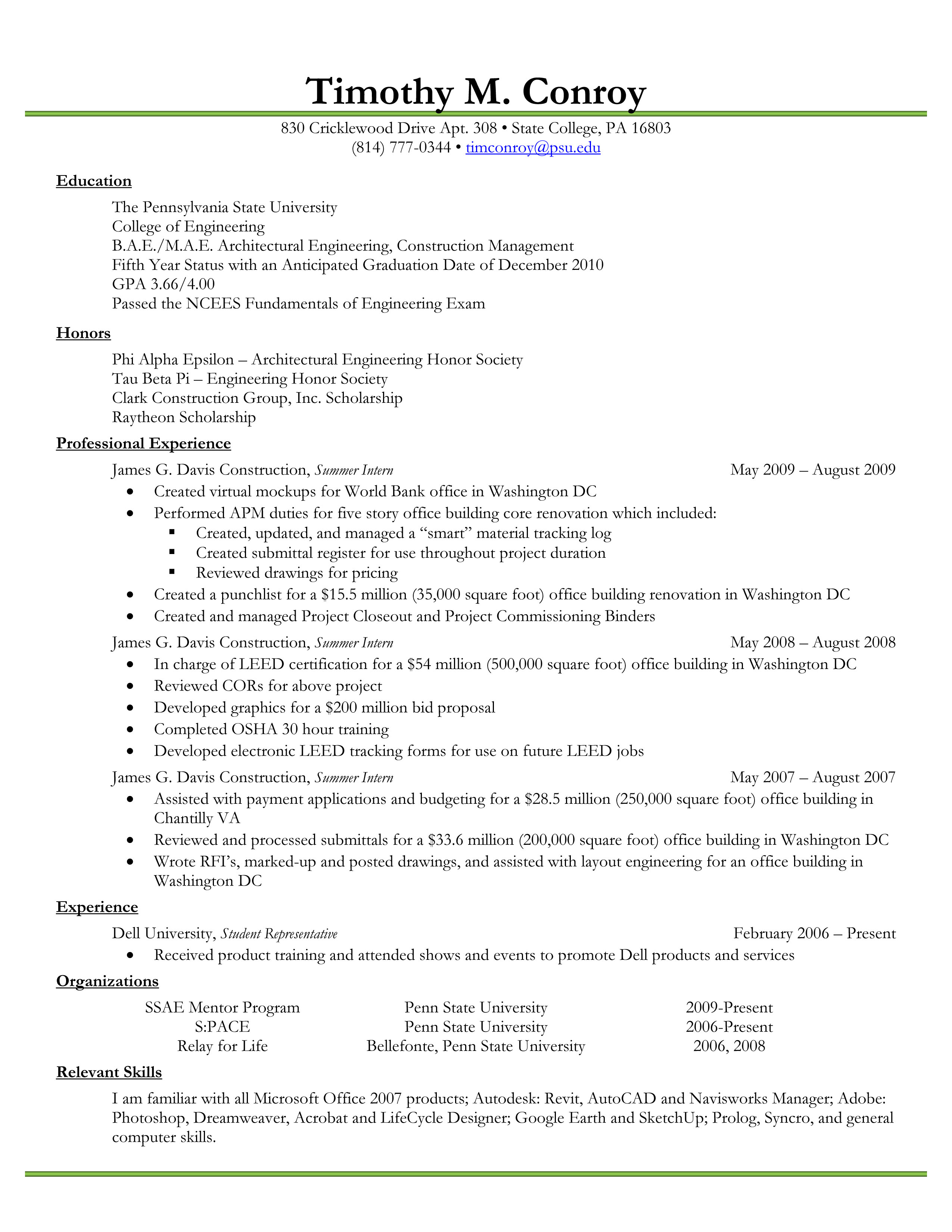 Current college student resume samples