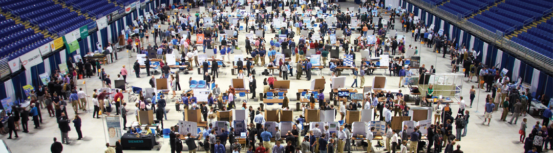view of the floor of the bryce jordan center during the fall career fair