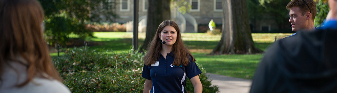 lion ambassadors conducting a campus walking tour