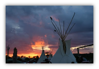 Tipis at sunset