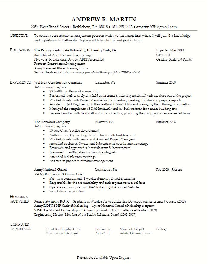 Army acap resume