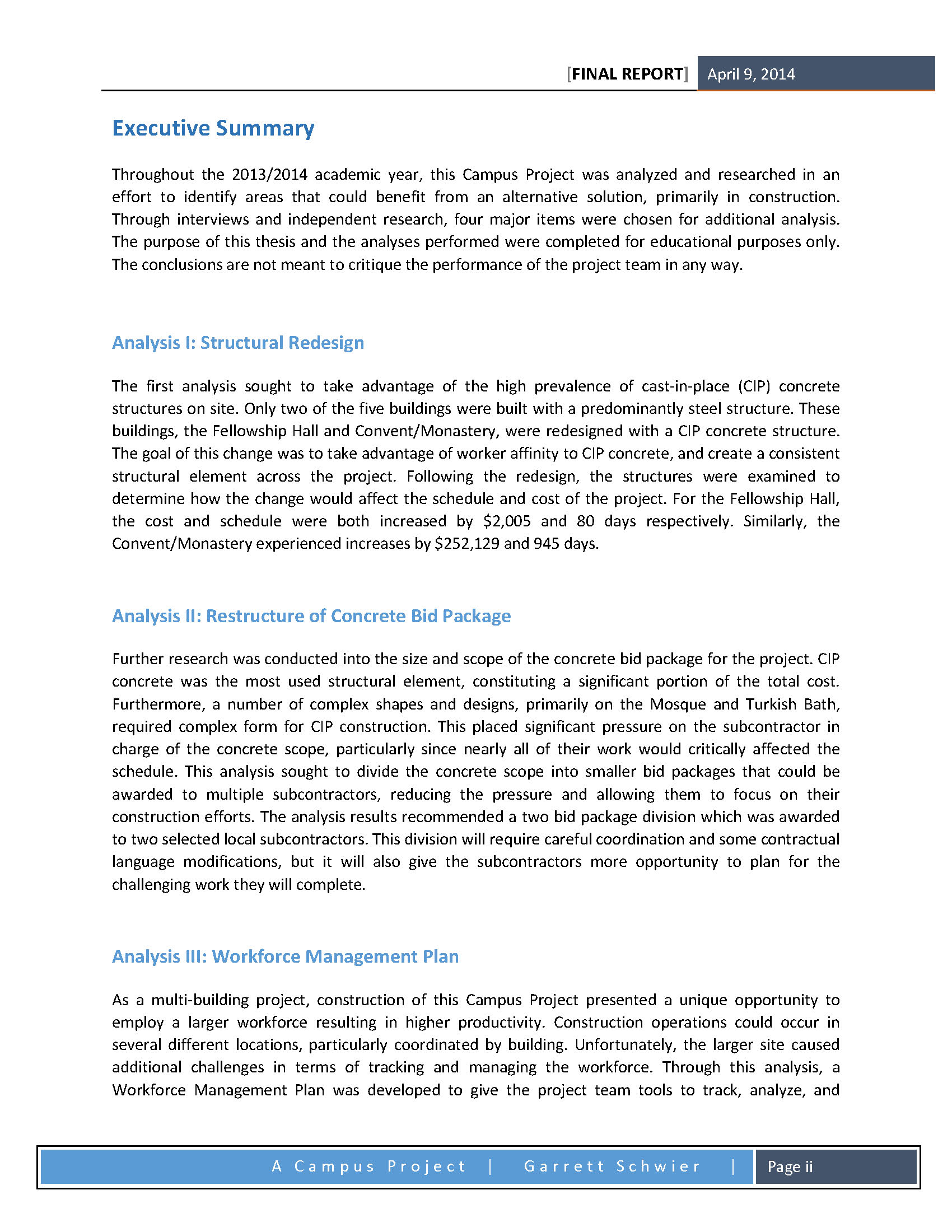 Project management thesis report