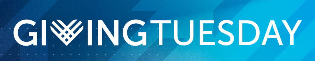 Giving Tuesday logo overlaid on a blue background