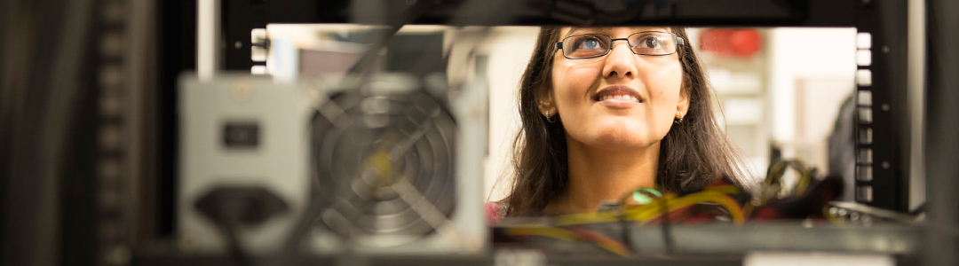 female engineering graduate student at work in the lab