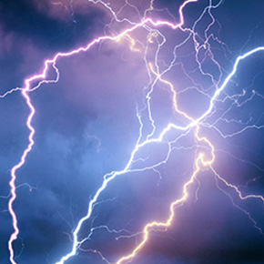 lighting strikes in a dark sky