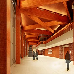 rendering of facility's north lobby