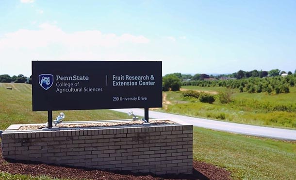 Fruit Research and Extension Center sign