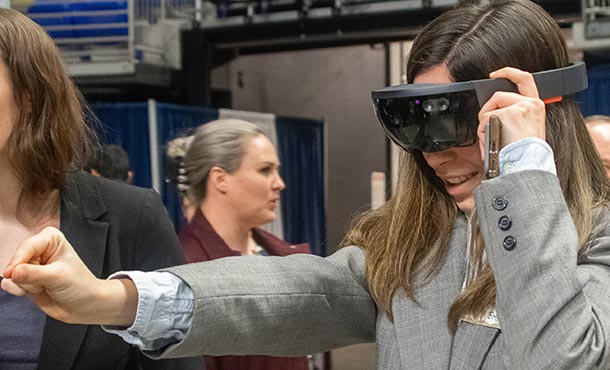 woman wearing virtual reality googles