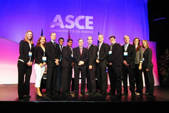 ASCE Students grouped with President Gregory Di Loreto