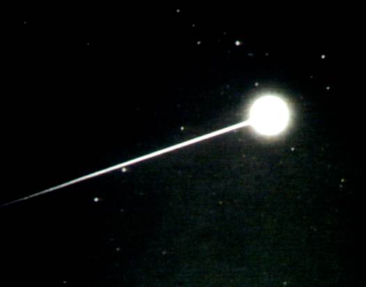 Stardust Capsule Return as seen from NASA's DC-8 Airborne Laboratory with a mission to explore the conditions during reentry from the light emitted by the fireball caused when the capsule streaked through the sky. The aircraft was located near the end of the trajectory, just outside of UTTR. The participating researchers are from NASA Ames, the SETI Institute, the Univer sity of Alaska, Utah State University, Lockheed Martin, U.S. Air Force Academy, the University of Kobe (Japan), and Stuttgart University (Germany).